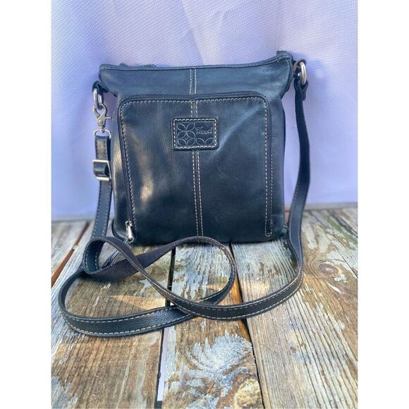 Fossil Black Leather Crossbody Purse RFID Organizer Bag Adjustable Strap - Picture 1 of 8